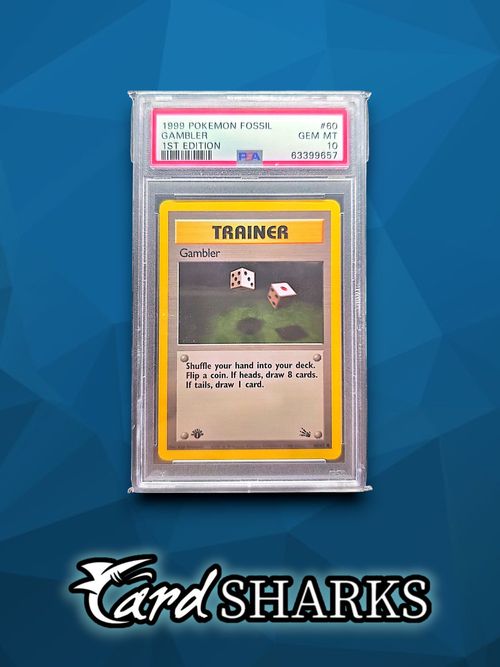 1999 Pokemon Fossil Spieler/Gambler 1st Edition Englisch PSA 10