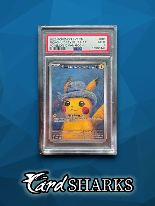 2023 Pokemon SVP Pikachu Grey Felt Hat Van Gogh Englisch PSA 9