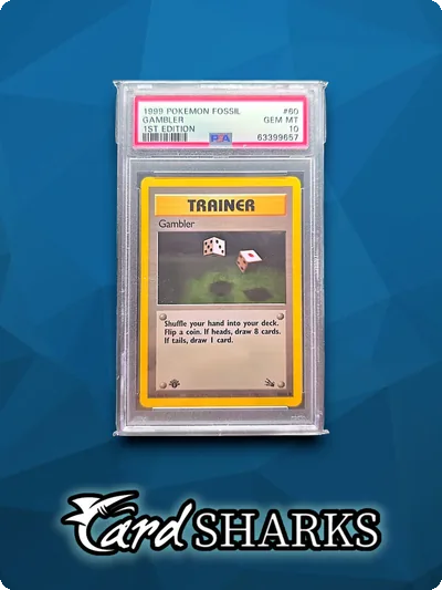 1999 Pokemon Fossil Spieler/Gambler 1st Edition Englisch PSA 10